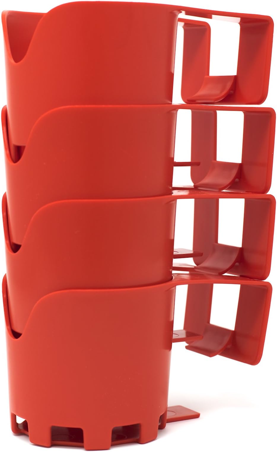 Storage Theory Pool Cup Holders – Clip-On Pool Cup Holder for Above Ground Pools - Fits Round Rails 2" or Less - Drinks, Phone & Accessories Caddy - Poolside Organizer - Red, 4 Pack