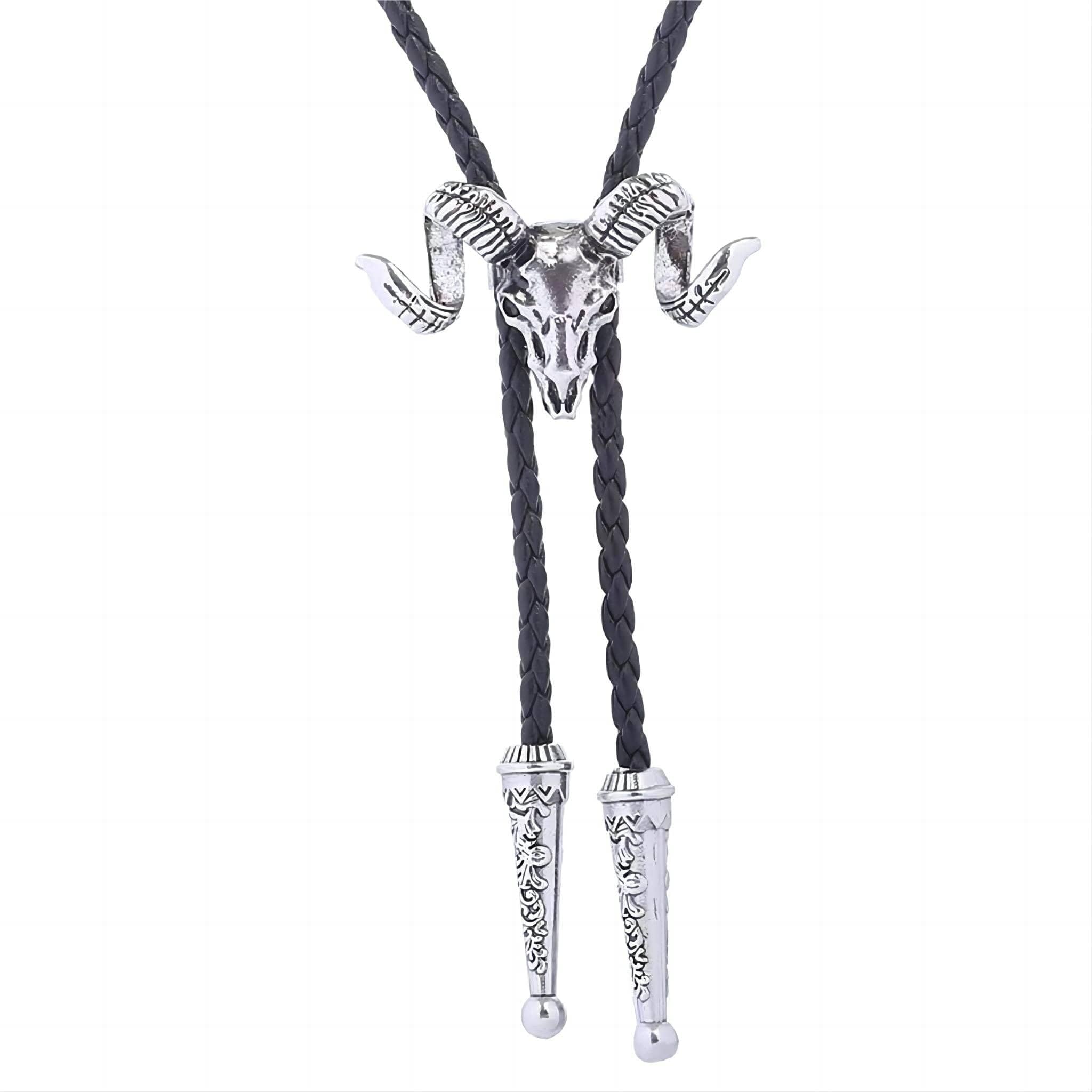 Zac's Alter Ego Vintage Ram Skull Western/Cowboy/Rodeo PU Bolo Tie