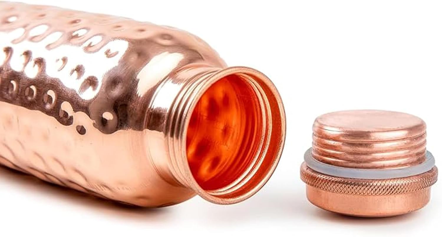 Pack of 2 Ayurvedic Pure Copper Drinking Water Bottle Leak Proof 32 OZ/950 M Boosts Immunity for Sports, Yoga, Travel & Daily Use