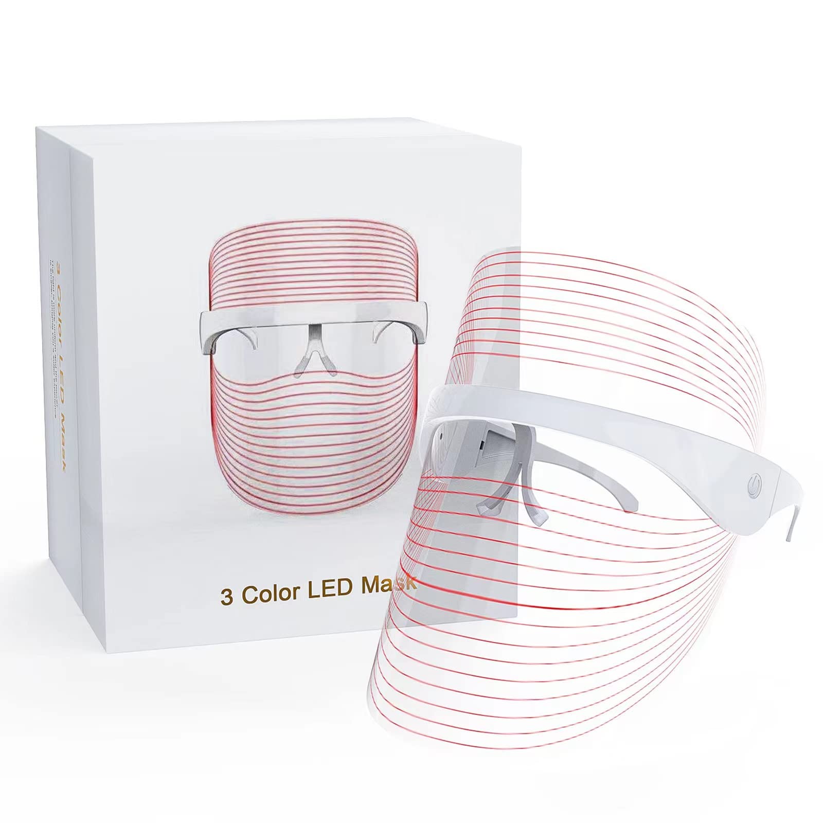 LED Face Mask Light Therapy Facial Photon Beauty Device with USB Cable 3 Colors LED Skin Care Treatment Mask for Facial Rejuvenation, Wrinkles Reduction, Anti-Aging