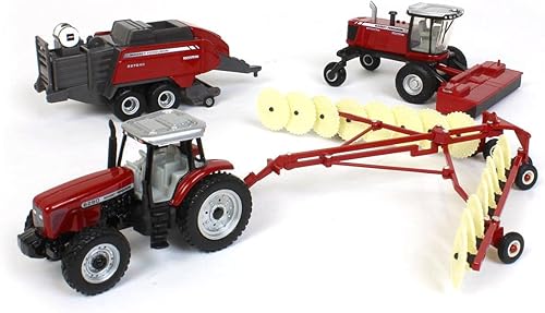 Miniatura 3 de Massey Ferguson ERTL 16421 - Juego de henos de 4 piezas 1/64 incluye tractor, remero de viento, empacadora, rastrillo de heno y balas de ERTL 16421,