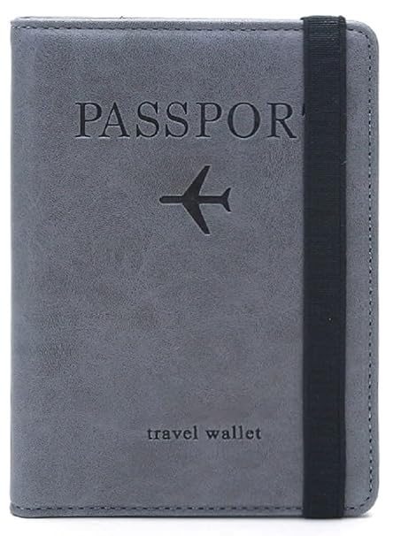 VOGARD Slim Leather Travel Passport Wallet Casual Solid Credit Card Holder Money Wallet ID Multifunction Documents Flight License Purse - Grey?