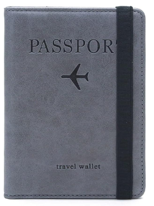 VOGARD Slim Leather Travel Passport Wallet Casual Solid Credit Card Holder Money Wallet ID Multifunction Documents Flight License Purse - Grey……