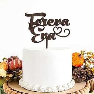 Foreva Eva - Decoración rústica para tartas de boda, decoración para tartas de renovación de votos, decoración para tartas de aniversario, los mejores suministros para fiestas de boda, madera marrón