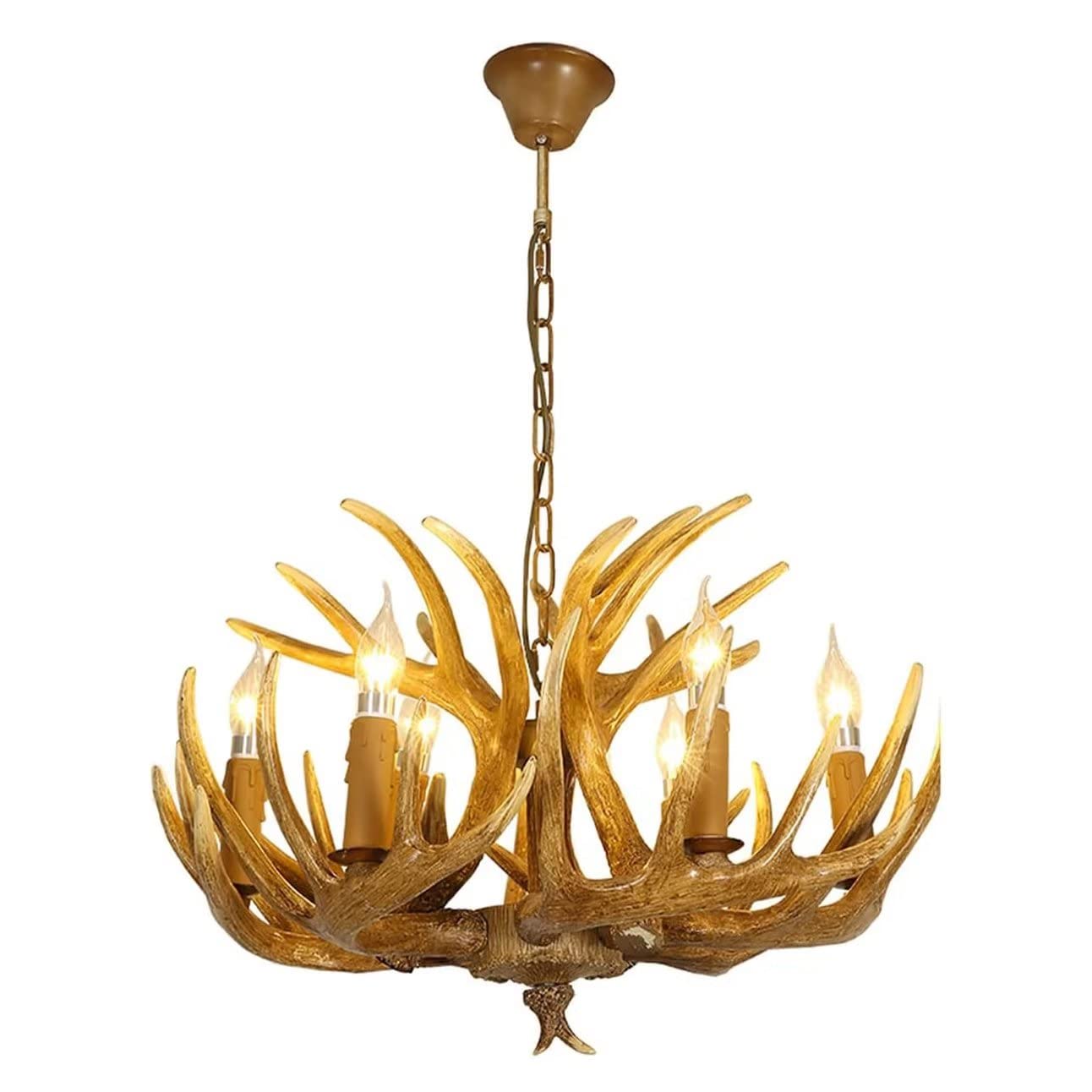 SYAXVOM Rustic Antler Chandelier 6 Lights, Deer Lighting, Resin Light Fixtures Vintage Style Horn Ceiling (Brown)
