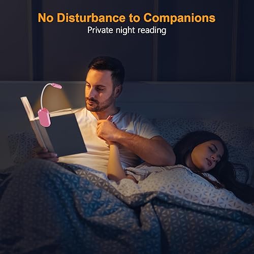 Miniatura 6 de Gritin Luz de libro recargable, 11 luces LED de lectura con clip en el libro, 3 modos de protección ocular y atenuación continua, batería de larga