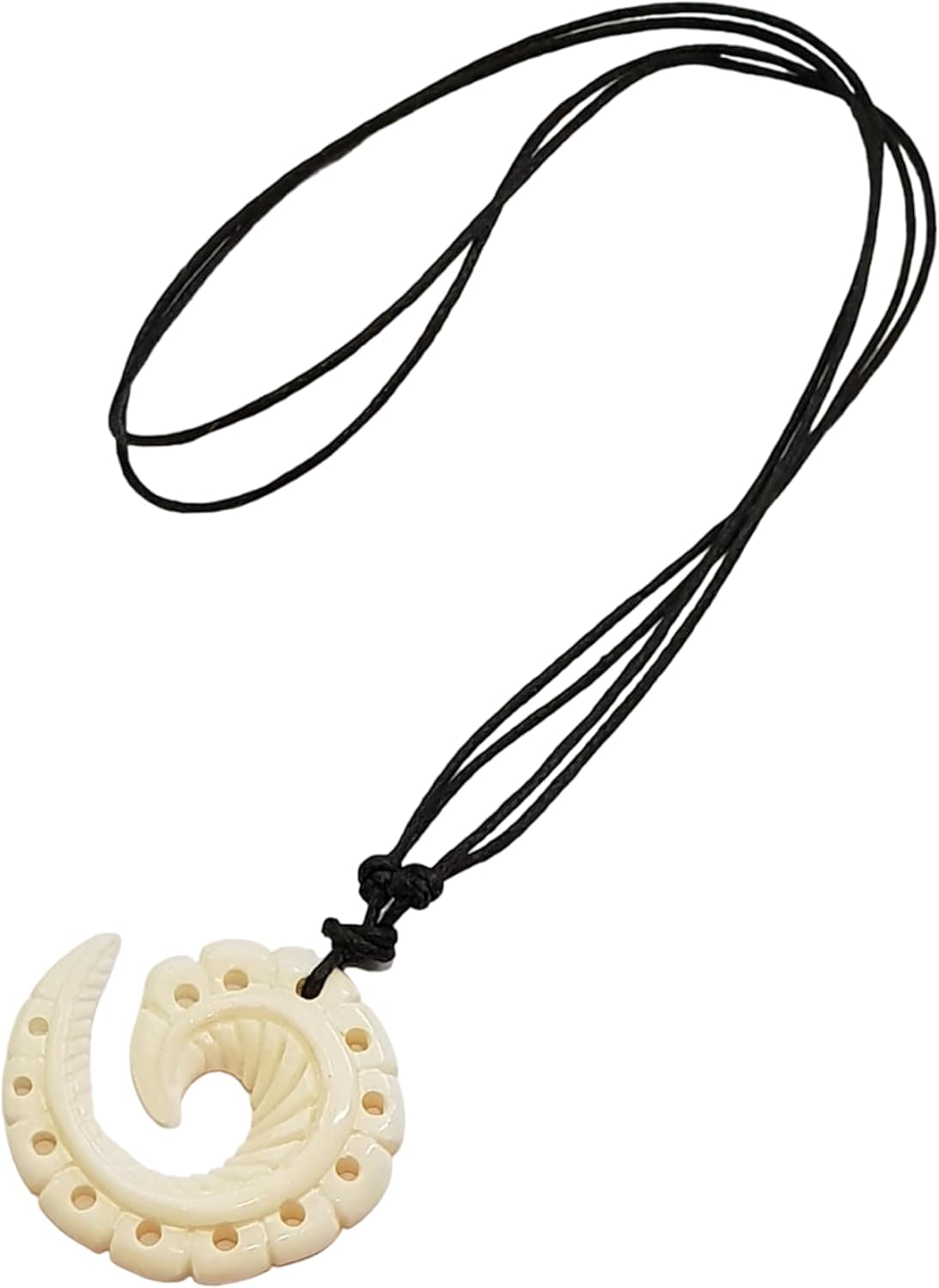 Bone Necklace, Hand Carved Maori Open Koru Peace Pendant Cord Necklace Handmade Women Men Bone Jewelry FA323 - Image 7