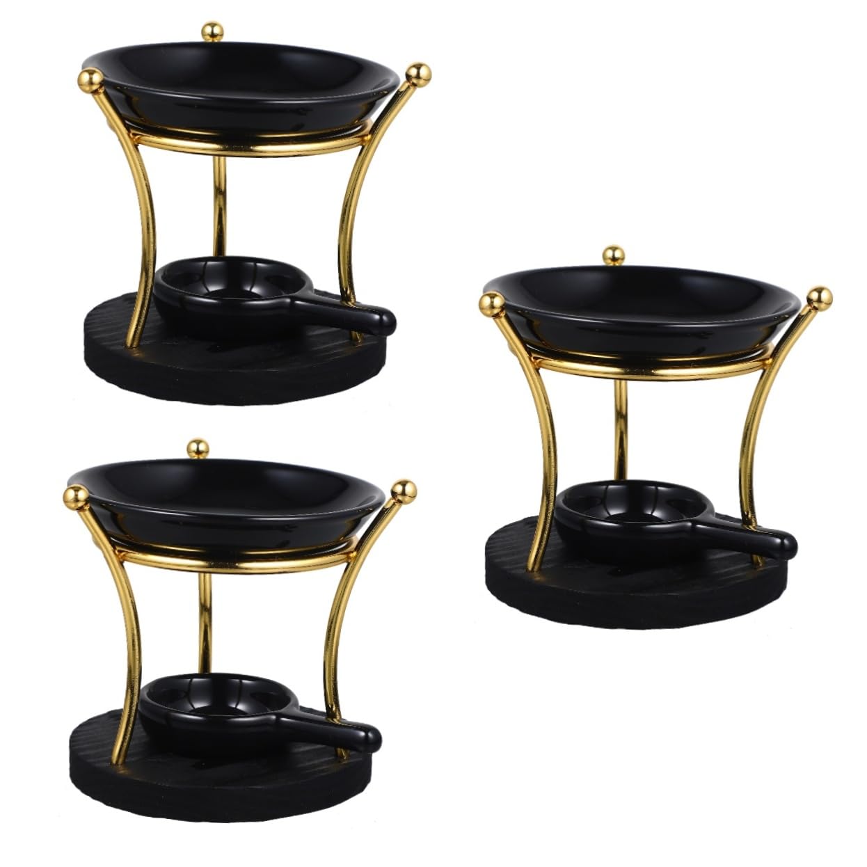 PRETYZOOM 3 Piezas Base De Madera Arte del Hierro Estufa De Aromaterapia Difusor De Aroma Candelabros Candelabros Calentador De Cera De Cerámica Calentador De Fragancia De Cerámica