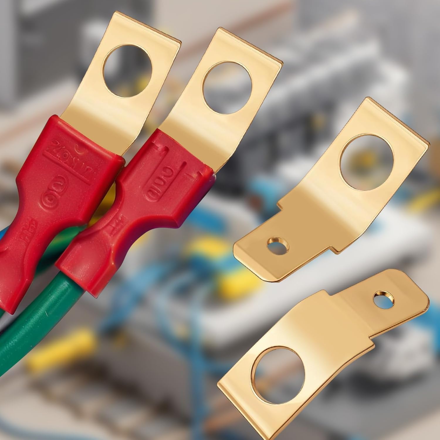25Pcs Solderless Wire Connectors Non-Insulated Male to Males Electrical Adapter Spade Connectors 1/4" Male Tab Crimp Brass Copper Spade Terminals, Quick Disconnect Wire Connector for Industrial Car