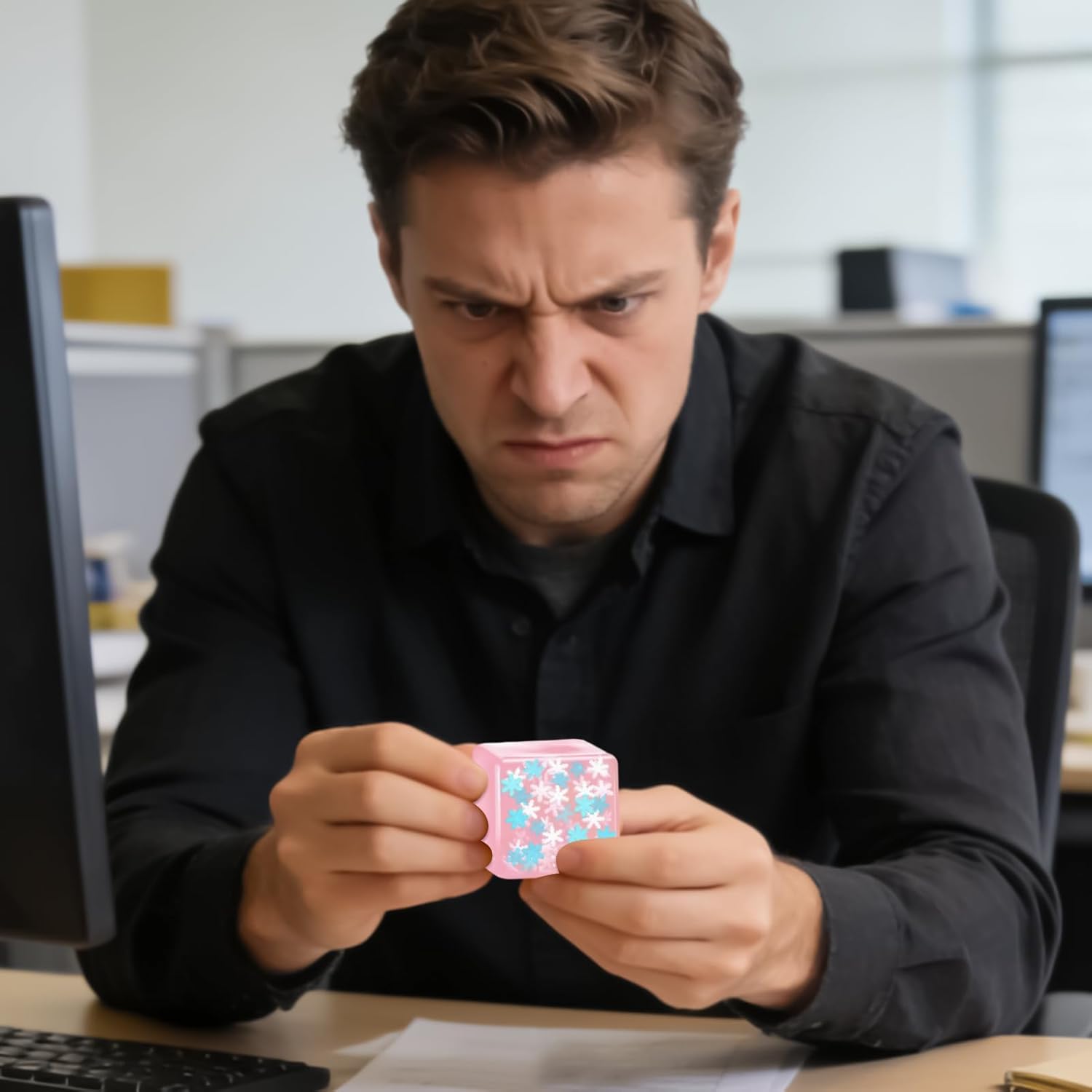 Cube Fidget Toys, Glow Soft Square Squeeze Toy, Snowflake Sensory Stress Cube, Party Favors for Kids Teens Adults, Office Classroom Study Relaxation Waiting Room, Fun Handheld Toy