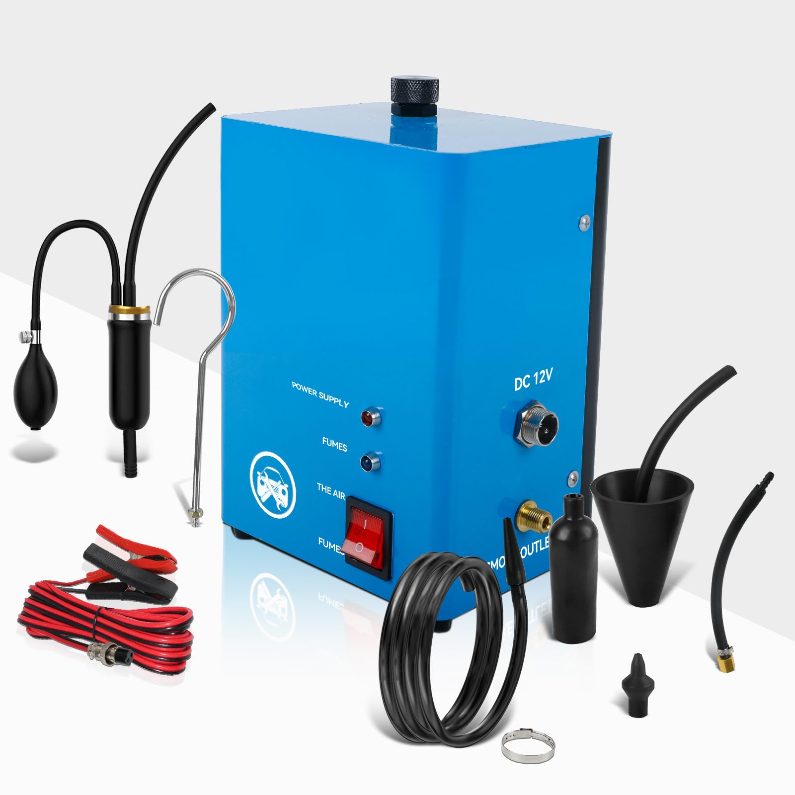 Detector de fugas para máquina de humo de coche, máquina de niebla automotriz, comprobador de fugas de combustible de CC de 12 V con bomba integrada y gancho de detección de fugas de vacío para vehícu