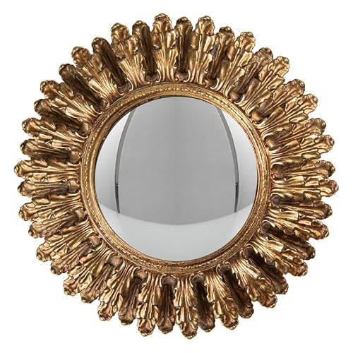 MAISONICA 20cm Gold Convex Wall Mirror Décor - Porthole Bubble Style