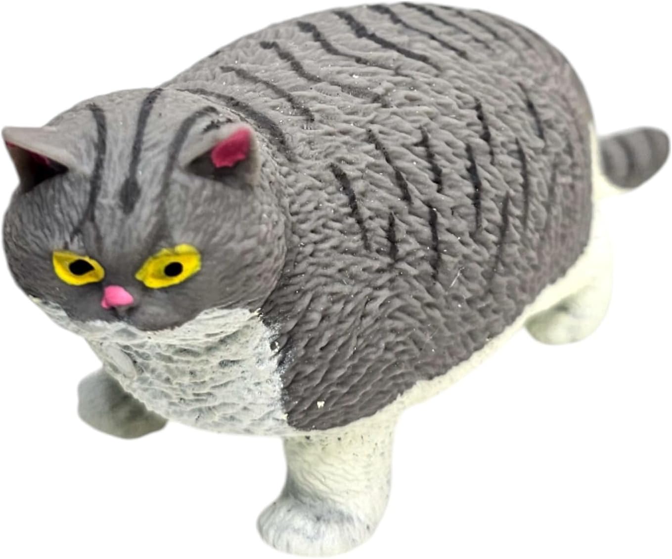 Zugar Land Stretchy House Cat (4 Inch) Rubber Fidget Toy Stress Relief Black, Grey, Orange and White Cats (12 Pack)