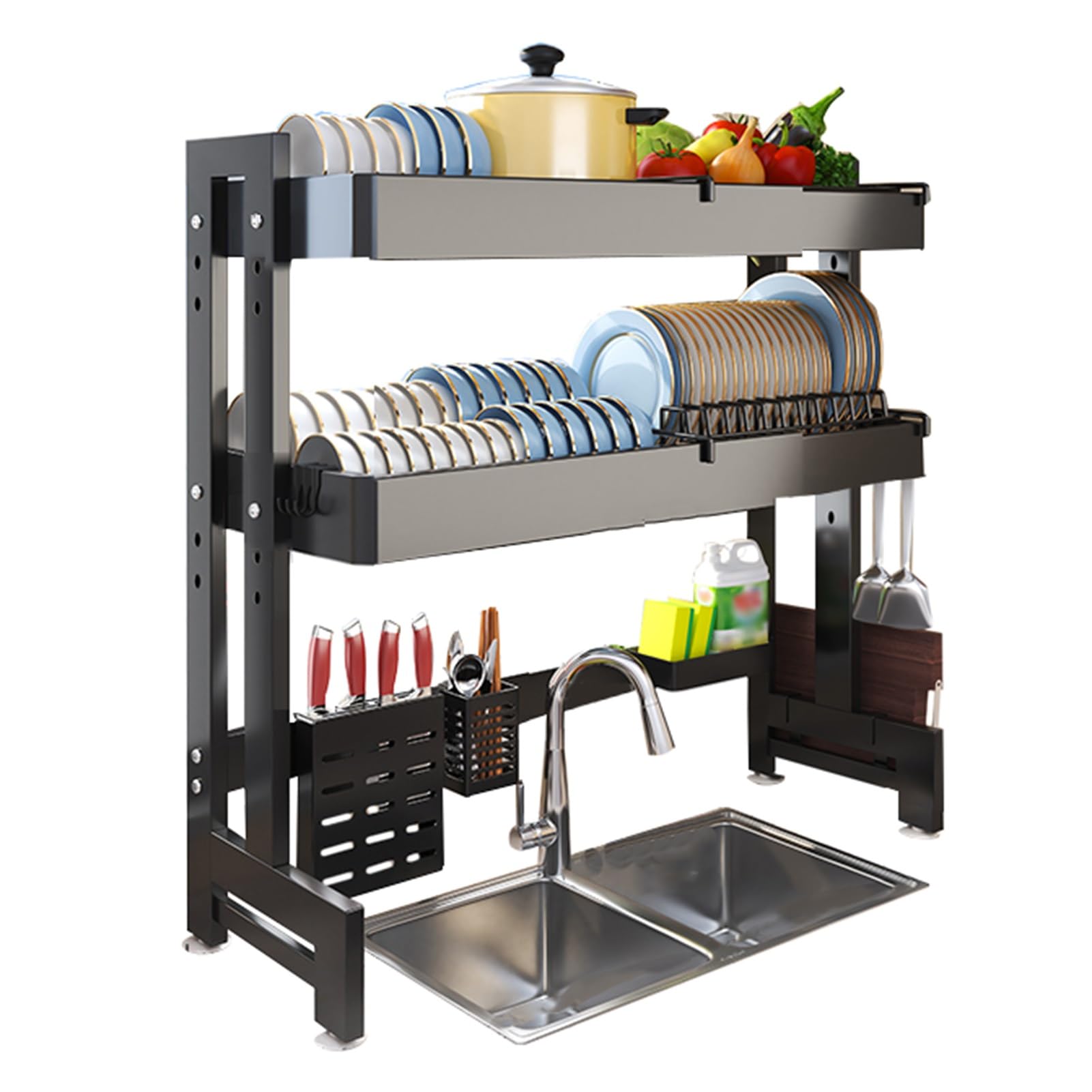 Égouttoir vaisselle évier réglable métal 64-100cm multifonction