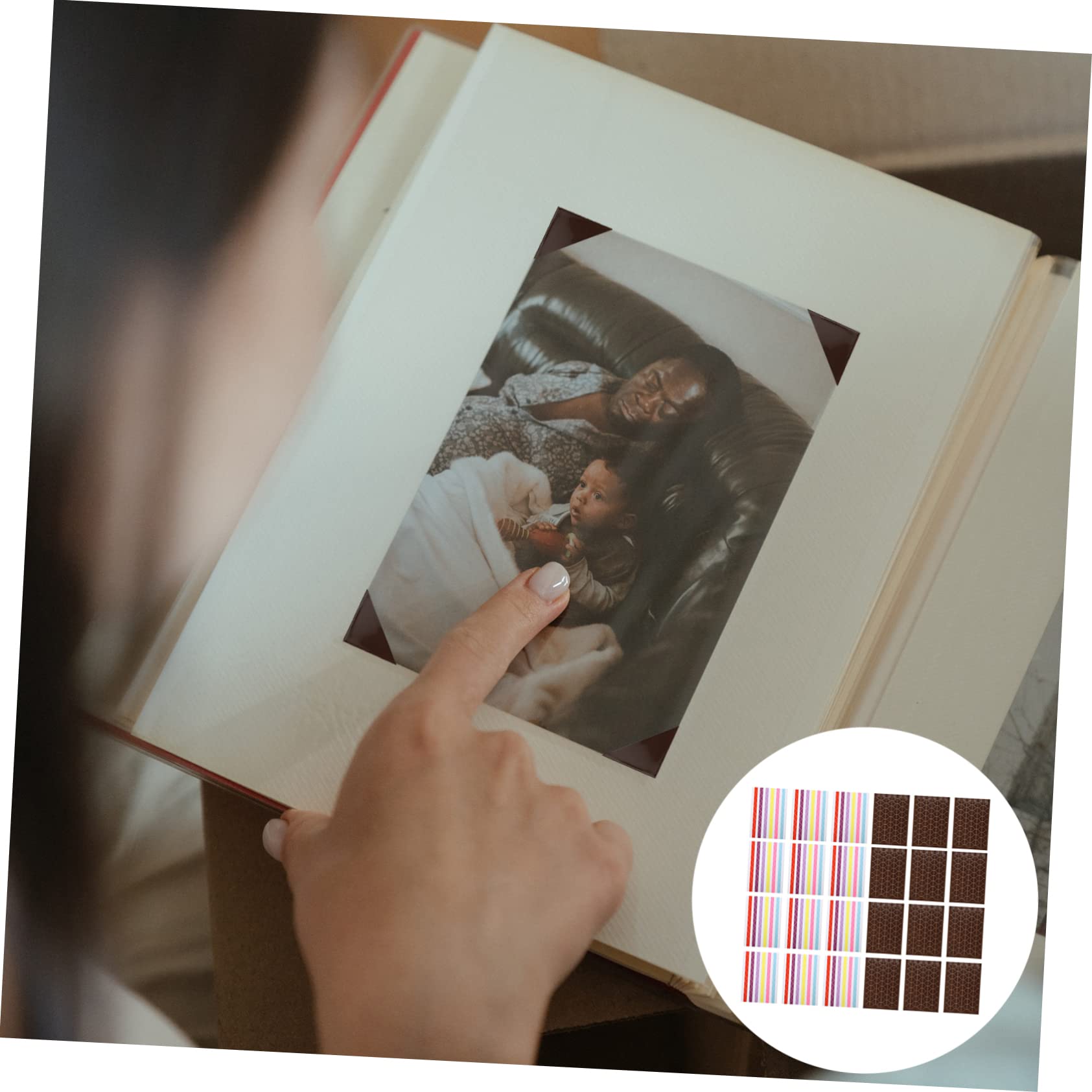 ERINGOGO Self-Adhesive Photo Stickers for Scrapbook 30 Sheets Photo Corner Stickers Versatile Journal Diary Organizer Random Style