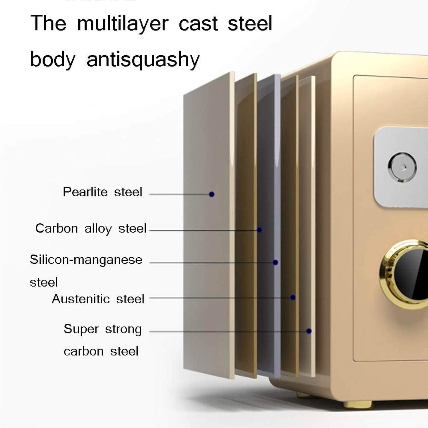 Steel Security Electronic Home Office Cabinet Safes for Passports Money Cash Jewelry Storage Safety Box (Color : Brown) Safe