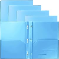 Vista 18 de Youngever Paquete de 6 carpetas de plástico resistente con dos bolsillos con 3 puntas, cierre de puntas de metal, carpeta de plástico resistente
