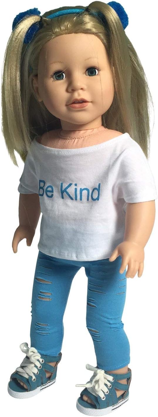 The New York Doll Collection Dolls Solid Printed Cropped Top Set of 5 Inspiration T-Shirts For Fashion Girl Dolls - Fits 18 Inch / 46cm Dolls - Doll Clothing - Doll Accessories - Image 4