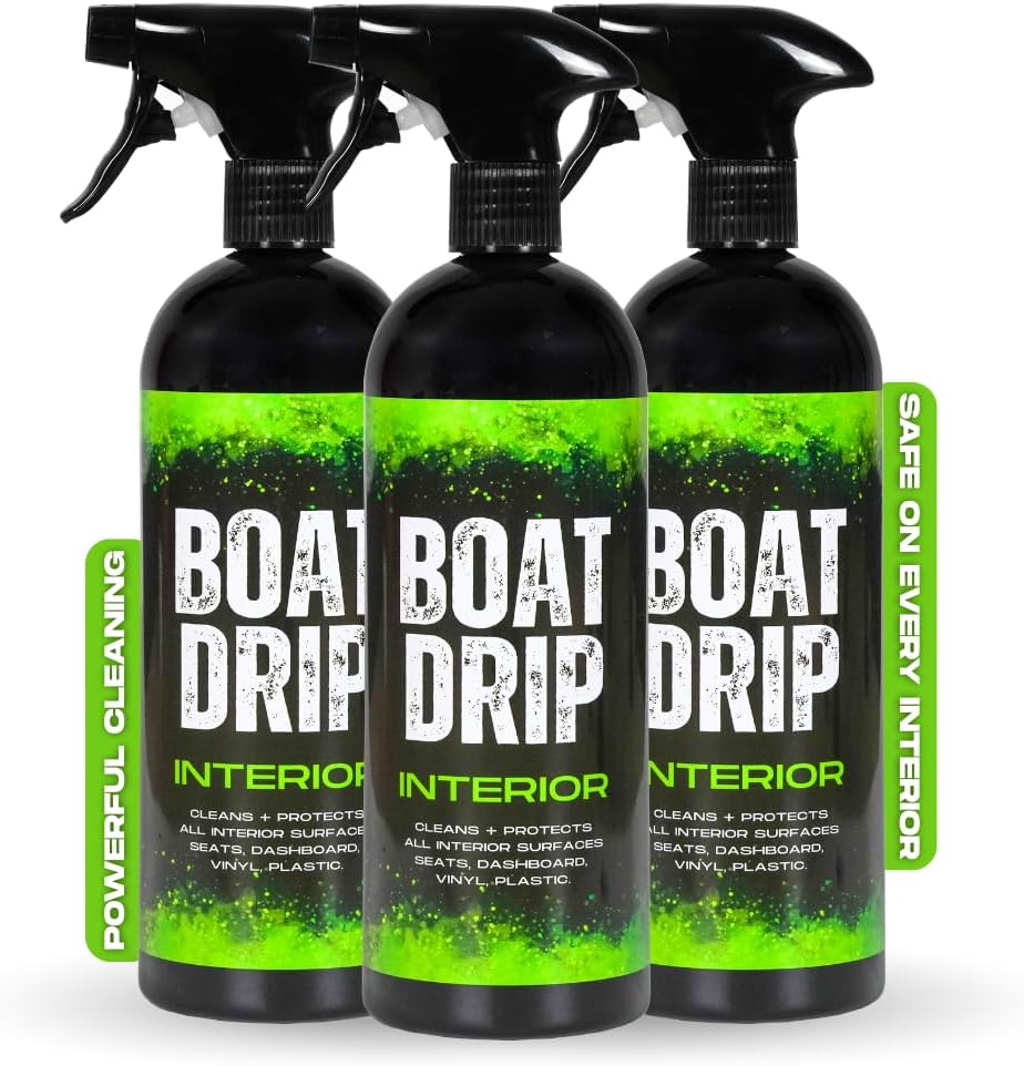 Boat Interior Cleaner Spray Upholstery & Vinyl Cleaner to Remove Dirt, Grime, Spills, Fish Blood & More - Fresh Scented, Safe for Seats, Dashboards, Leather, Plastic - Made in USA