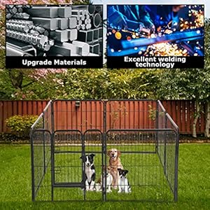 Bms dog playpen 8 panels 40 inches dog pen extra large indoor outdoor back or front yard cage fencing doggie rabbit cats outside fences with door fence playpen heavy duty exercise pen dog crate black   cucciolini doodles