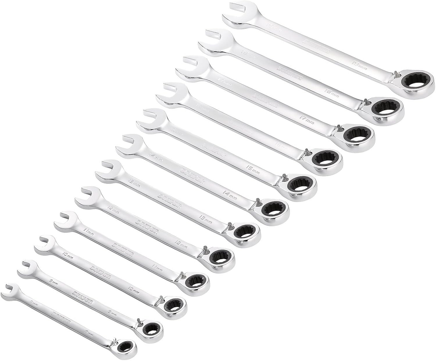 Draper 27692 HI-TORQ Metric Reversible Ratchet Combination Spanner Set (12 Piece)