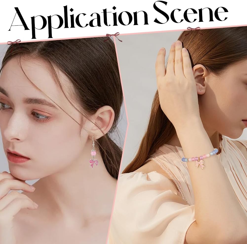 SUNNYCLUE 1 Box 40Pcs 4 Colors Bowknot Charms Bow Charm Alloy Enamel Cute Gold Flat Red Pink Purple Colorful Butterfly Charm for Jewelry Making Charms Women diy Earrings Necklace Bracelets Crafting - Image 4