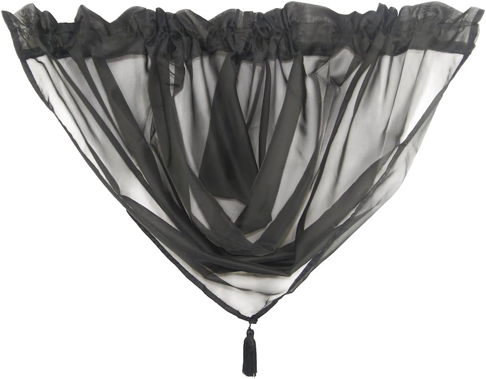 ShawsDirect Riva Plain Voile Swag | Beautiful Tasseled Curtain Swag | 44" x 39" | (Black)