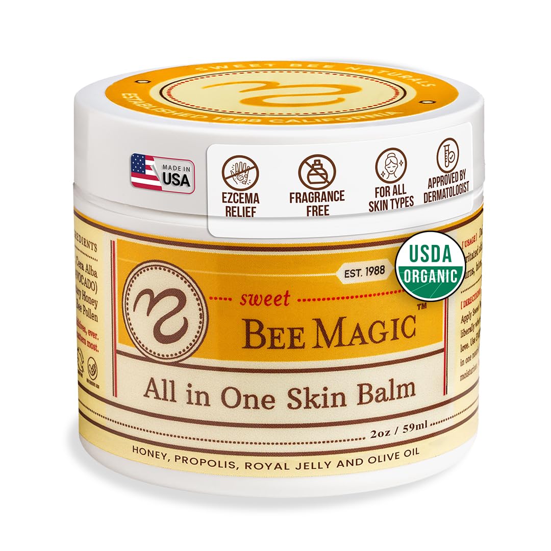 Sweet Bee Naturals - Sweet Bee Magic, All In One Healing Organic Balm. Organic Skin Aid, Small Batch Crafted in USA, Certified Organic, All Natural Skin Aid- 2 Ounce JarUSDA Organic