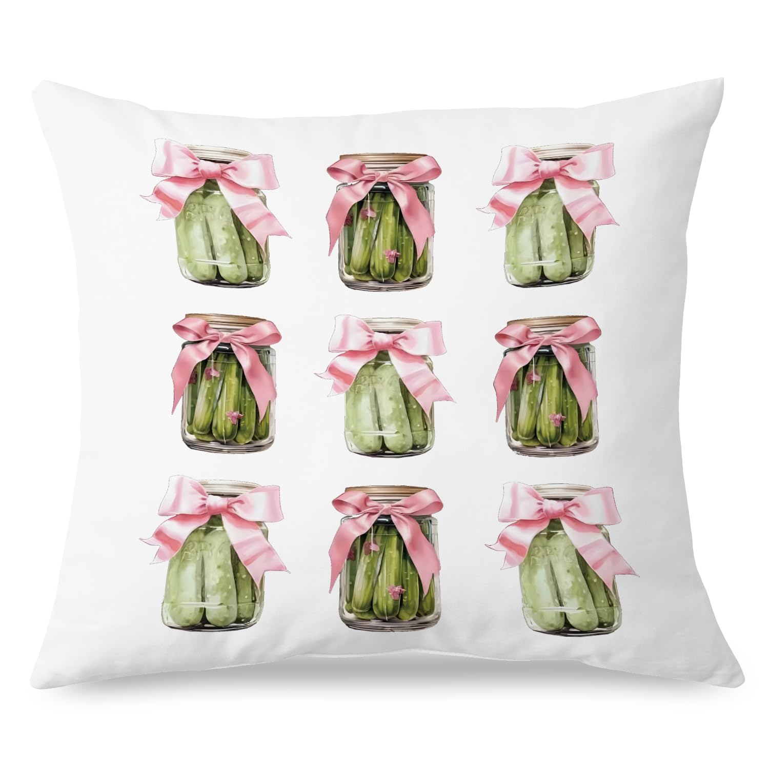 SPBL L Pink Bow Pickle Pillow Covers Pickle Party Decorations Pickle Gifts for Pickle Lovers Pickle Birthday Party
