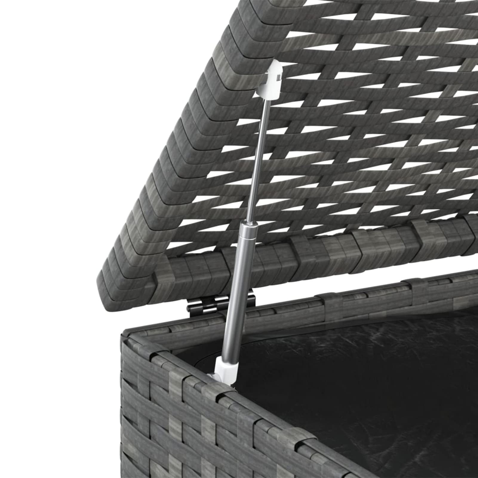 Homgoday Contenedor de jardín de ratán PE 100 x 49 x 103,5 cm gris, muebles, baúles y baúles para exteriores, porta herramientas de jardín, puf de exterior, baúl de exterior