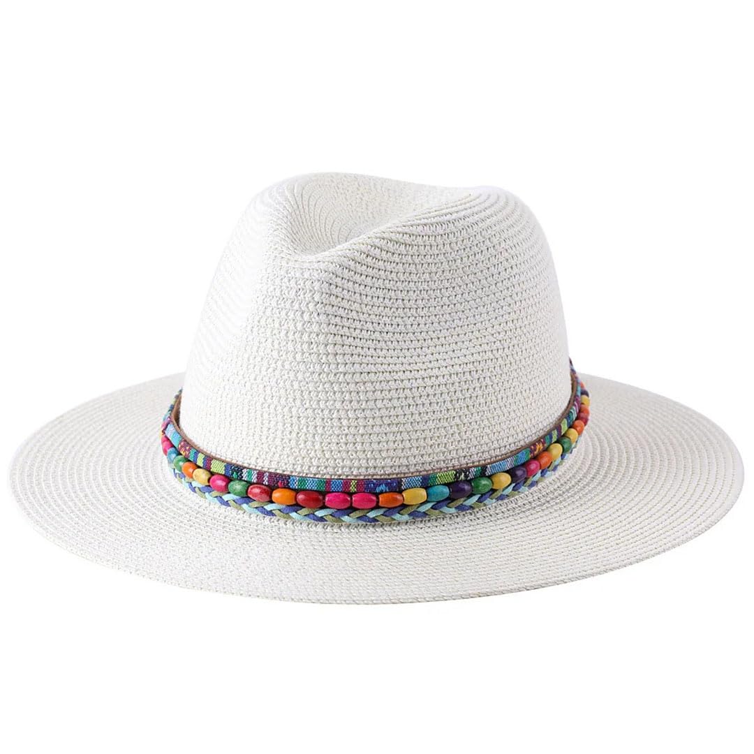 Cappello in paglia Panama, da donna, a tesa larga, da viaggio, spiaggia, jazz, Marrone, 6 7/8-7 1/8