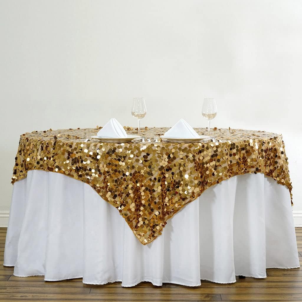 Tableclothsfactory 72" Premium Big Payette Sequin Overlay for Wedding Banquet Catering Party Table Decorations-Hunter Emerald Green