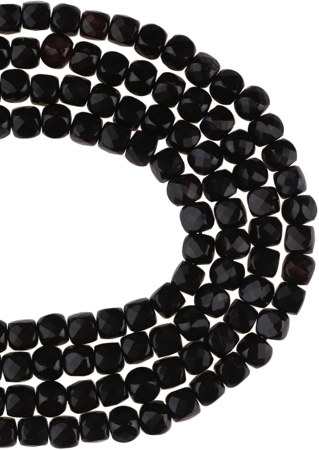 SODEF Beaded Necklace Black Agate Cube Cut 15.7 Inch Strand Gemstone Jewelry for Women - Black, 40 cm