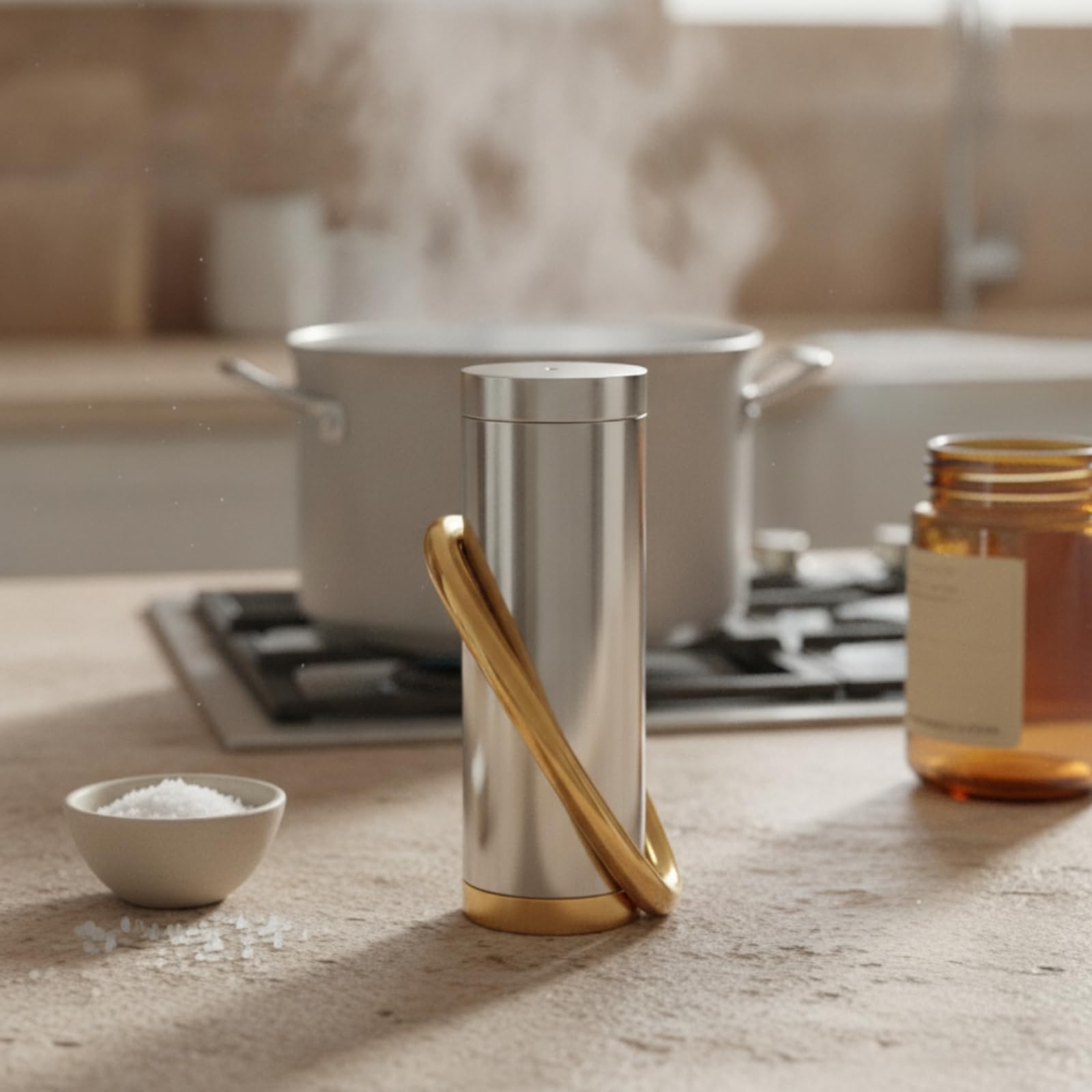 Contenedor de Especias de Cocina de Condimentos Tarro Dispensador Bote con Tapa Hermética de Acero Inoxidable con Salida Pequeña Adecuado para Cocción .5cm
