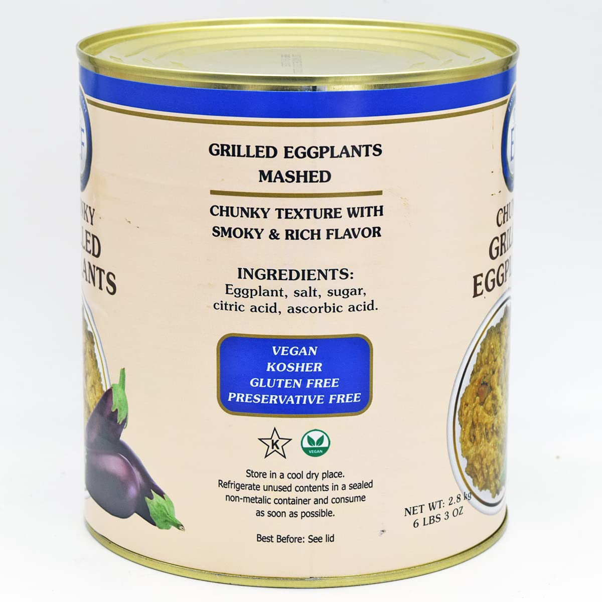 Eastern Feast - Chunky Grilled Eggplants, 2.8 kg (6.2 lbs) Vegan, Kosher, Gluten Free