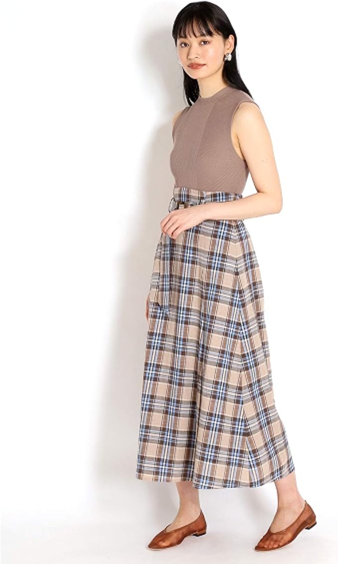 海外最新 Snidel ニットドッキングチェックワンピース Beg スナイデル