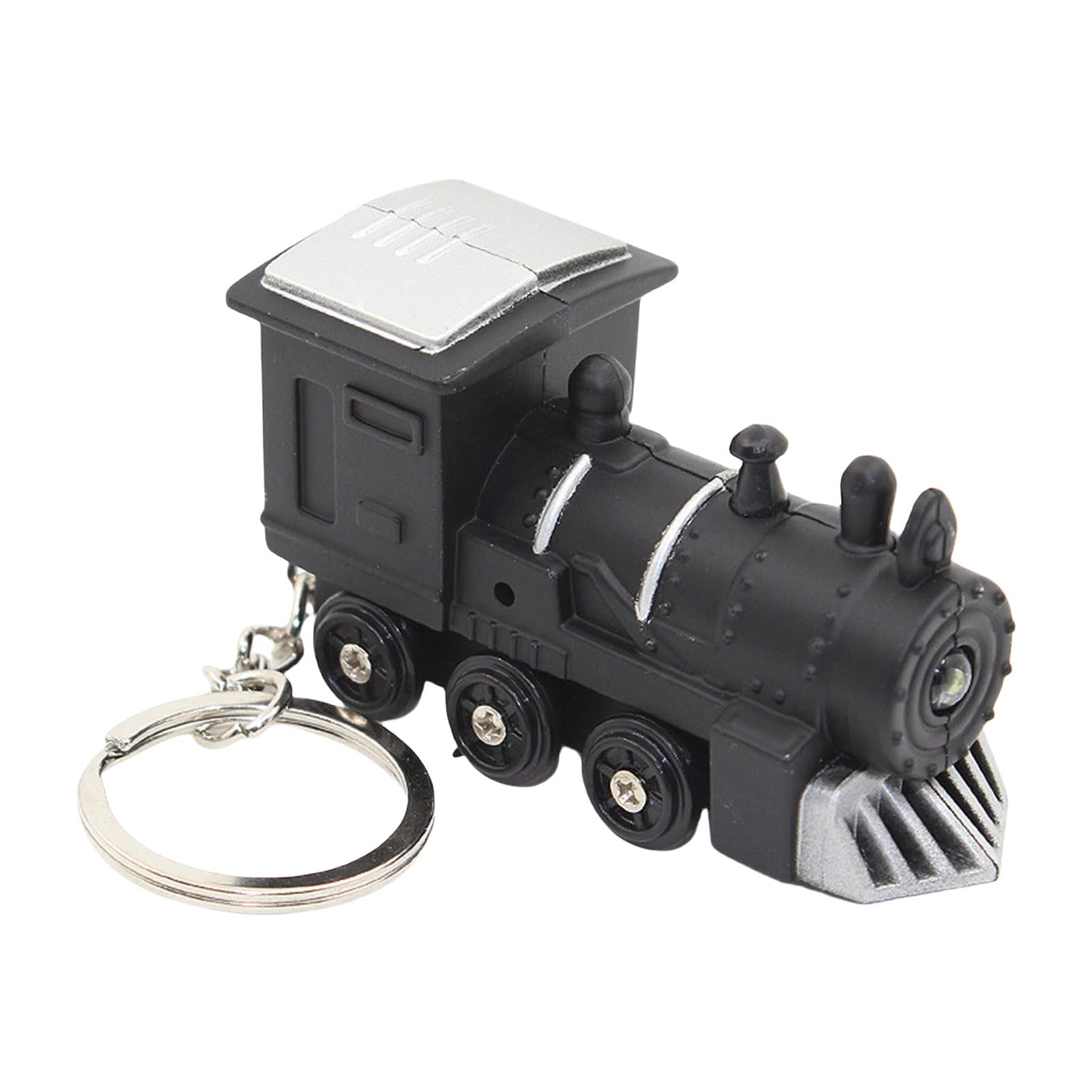 Tenyele Black Train Keychain With Sound Led Light Keyholders Decorative Keyrings Train Pendant Keychain Hanging Ornament For Backback