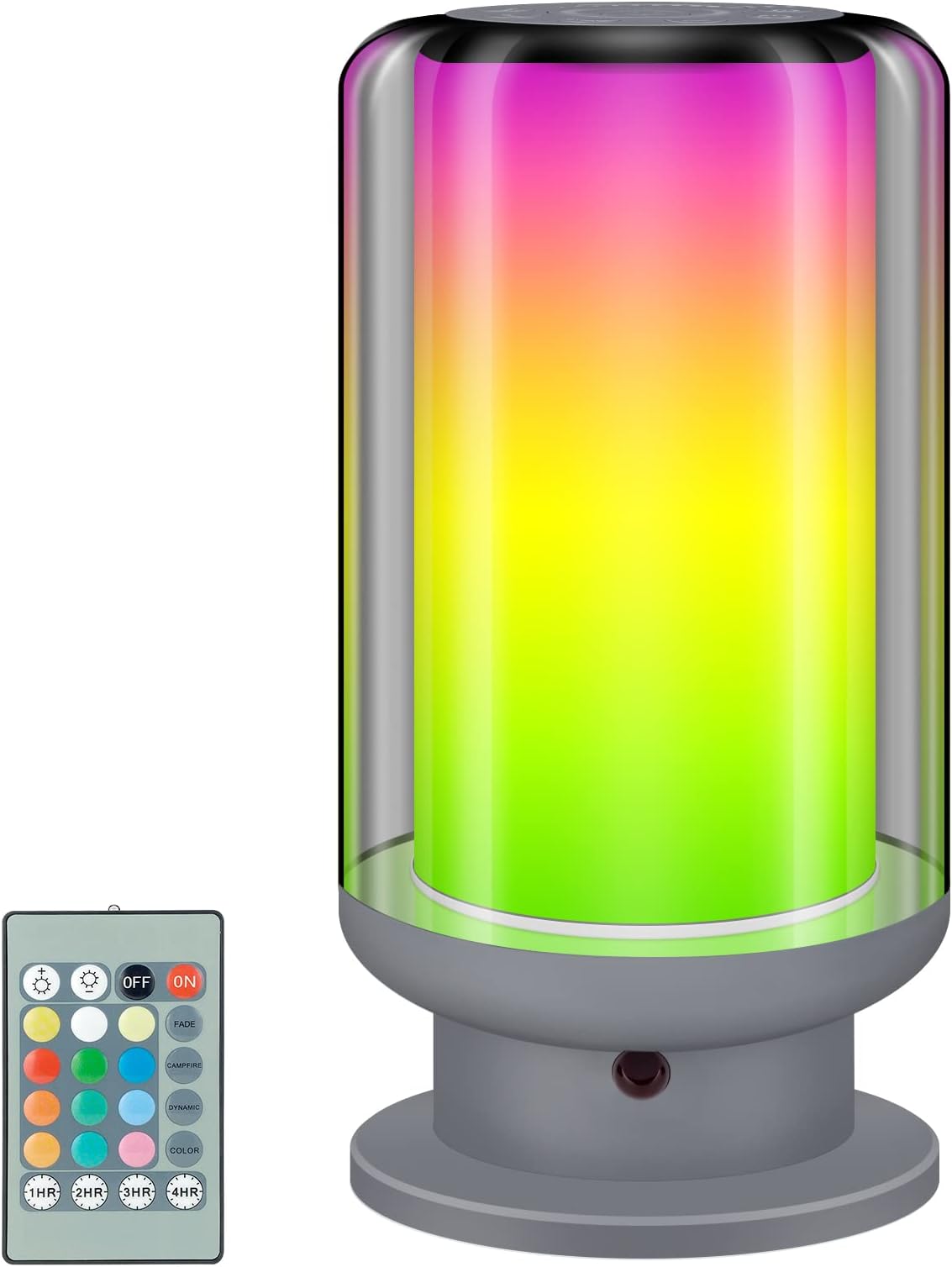 BIGMONAT Bedside Table Lamp Kids with Remote, Color Changing Desktop Led Light with Timer Setting, Dimmable RGB Night Light,Warm White Light Nightstand Lamp for Bedroom,Living Room(Gray-1Pack)