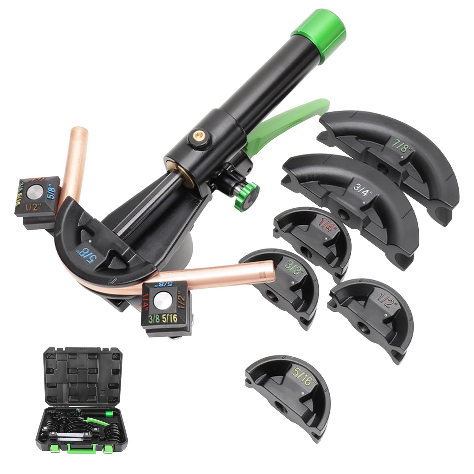 JXYQ Hydraulic Tubing Bender Kit with 90° Bend and 7 Dies for Refrigerator and Air Conditioner Pipe Repair