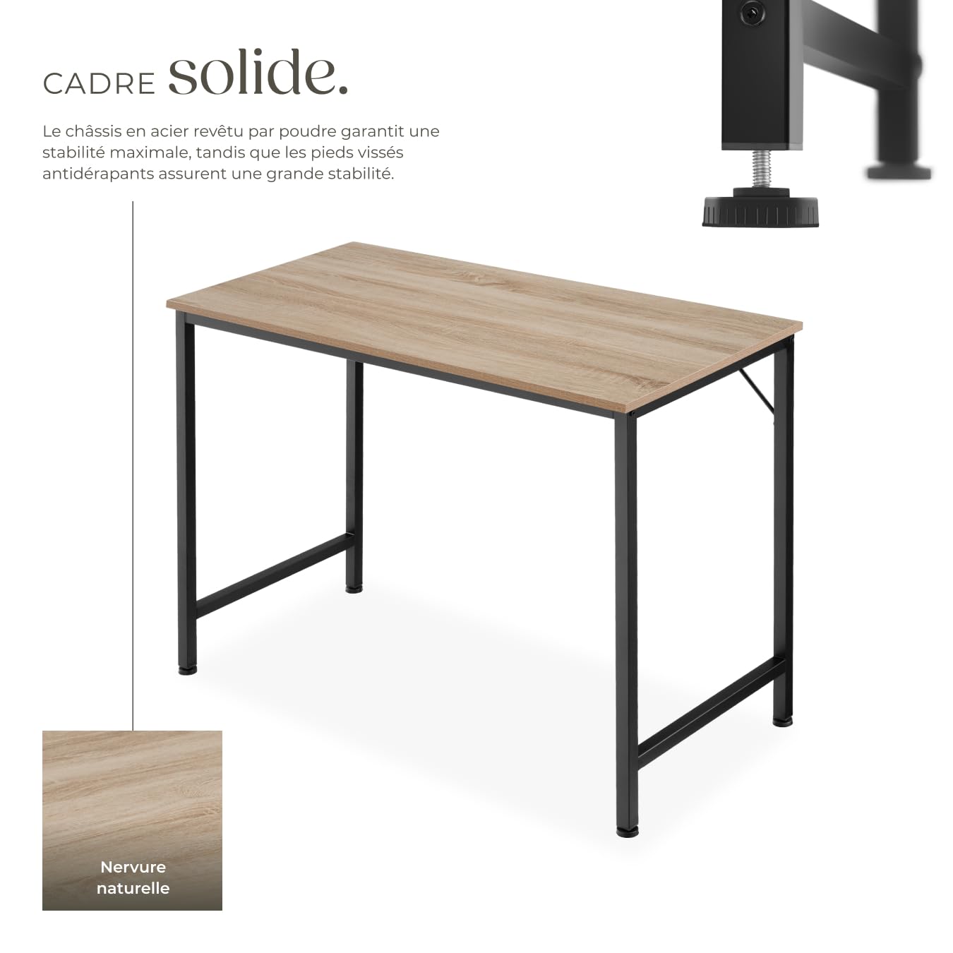 tectake® Table de Bureau Design Industriel en Bois MDF & Acier Bureau Ergonomique 100x50x75,5cm Bureaux Informatique Bureaux Ordinateur Teletravail - Bois Clair Industriel Chêne Sonoma