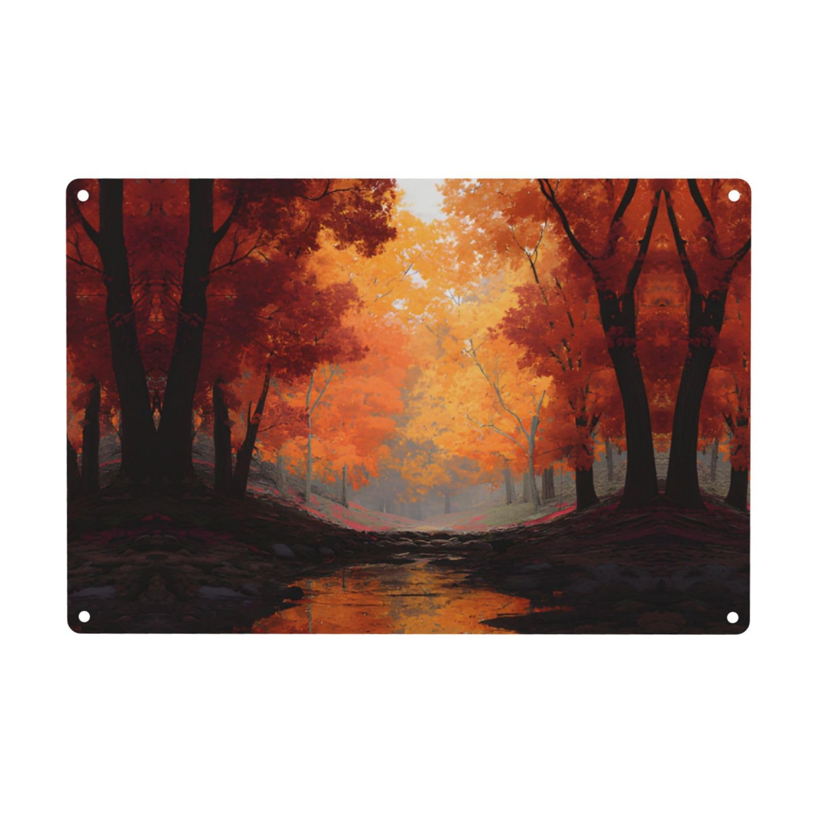 Autumn Maple Leaf Forest Print Metal Tin Sign Personalized Garden Tin Signs Art Plaque Poster Wall Decor For Home Bedroom Living Room Club Coffee Shop Decoration