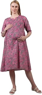 ZIFAZA Soft Cotton Maternity Kurta Dress for Pregnant Women | Feeding-Friendly A-Line Nursing Wear Price In India
