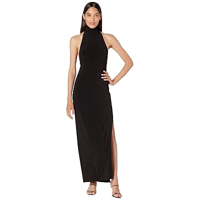 Norma Kamali Halter Turtle Side Slit Gown Women