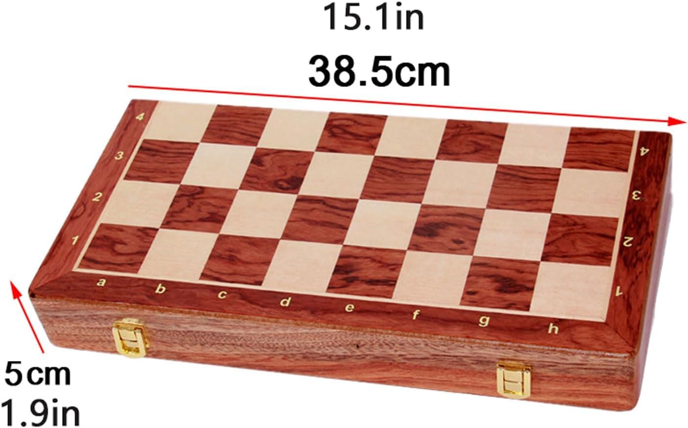 Juego de ajedrez plegable de madera de International Chess Juego de ajedrez de lujo grande con piezas de ajedrez y ranura de almacenamiento para juegos de mesa de entretenimiento Regalos de ajedr