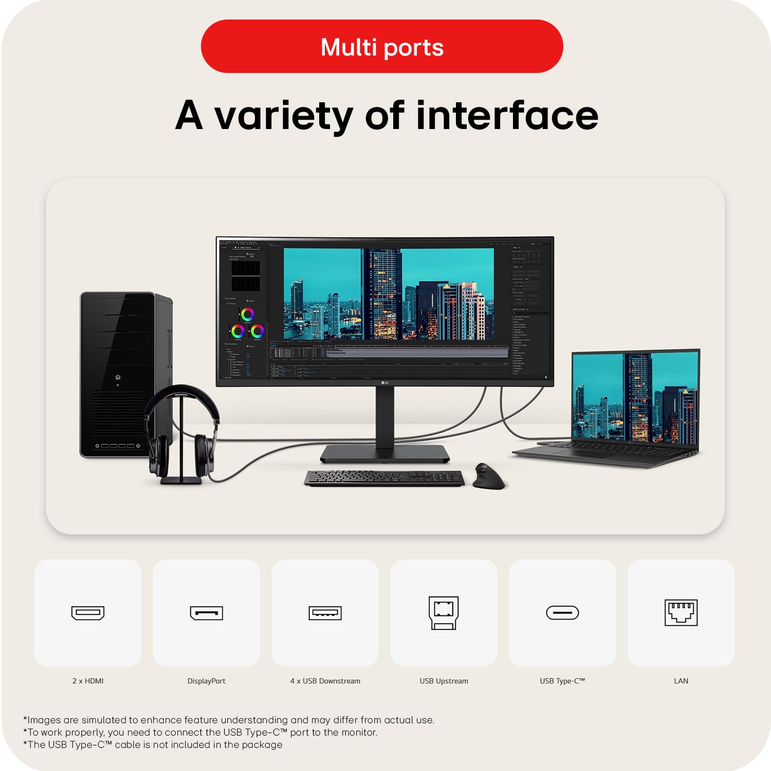 LG 34BA75QE Smartchoice 86.72 cm (34 Inch) UltraWide WQHD (3440x1440) IPS Curved Monitor, Anti-Glare, sRGB 99%, Dual Controller, HDMI X 2, DP, USB-C (PD 90W), Speakers, Tilt/Height/Swivel Adjustable — Amazon image 9
