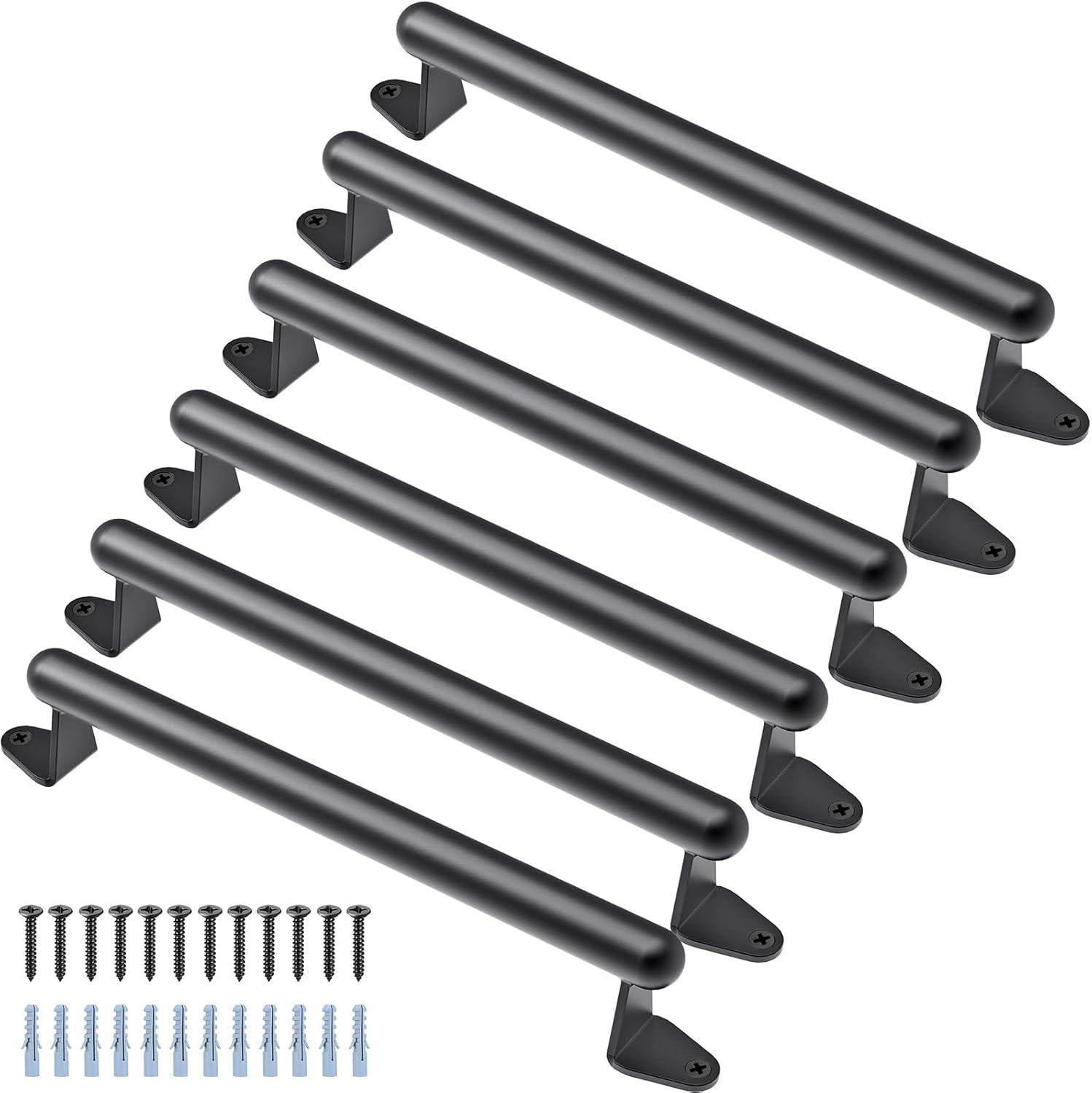 SELEWARE 17-Inch Black Metal Playground Safety Handles 6 Pack – Heavy-Duty Grab Bars for Kids, Swing Sets, Playsets, Climbing Frames, and Playhouses