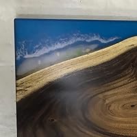 Vista 16 de Mesa de epoxi transparente, mesa de sofá con forma cuadrada, mesa auxiliar de resina de madera, mesa de centro de madera con borde natural para sala