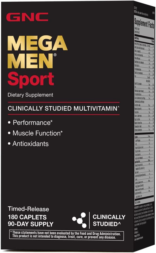 GNC Mega Men Sport Daily Multivitamin for Performance, Muscle Function, and General Health -180 Count
