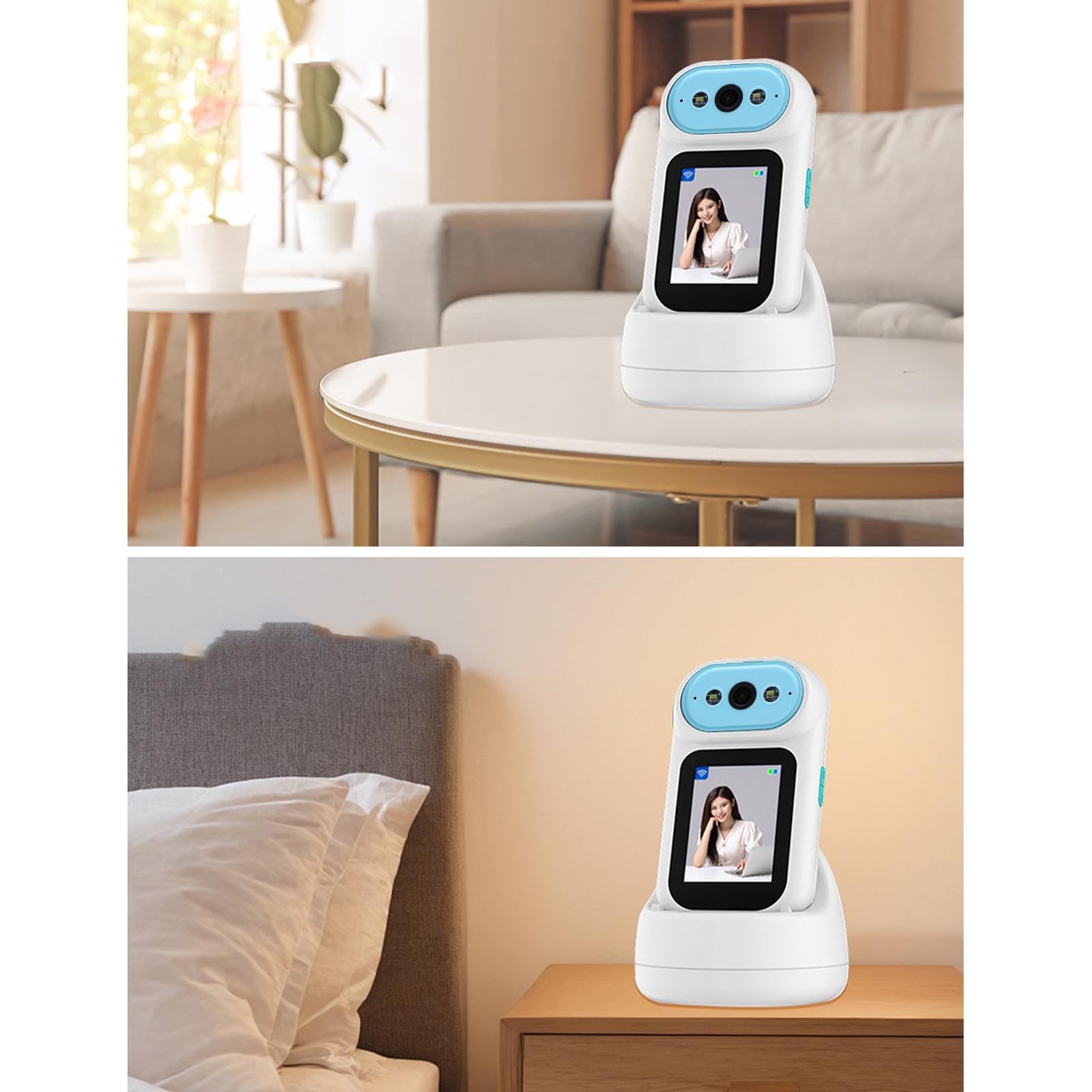 Sxhlseller Camera da Videochiamata a 2 Vie, Fotocamera Full HD Smart Security con Screening da 2,8 Pollici e Tracciamento di Movimento AI, Telecamere Wireless per Tata per Casa Interno