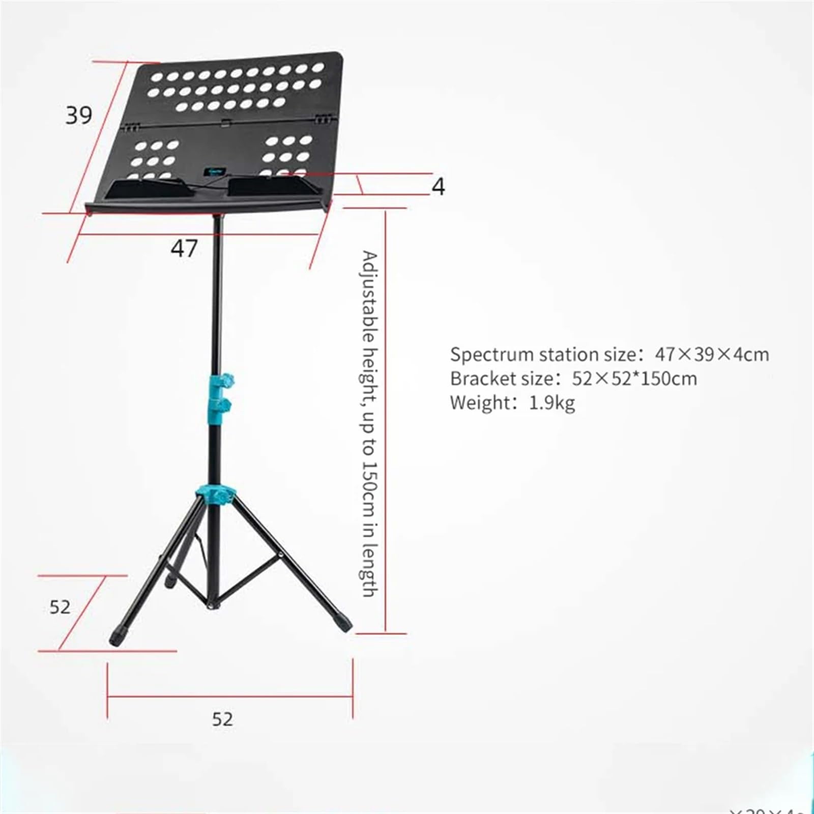 Atril Musica Soporte for partituras Plegable, trípode de aleación de Aluminio Desmontable, Soporte for atriles de música de Altura Ajustable con Bolsa de Transporte